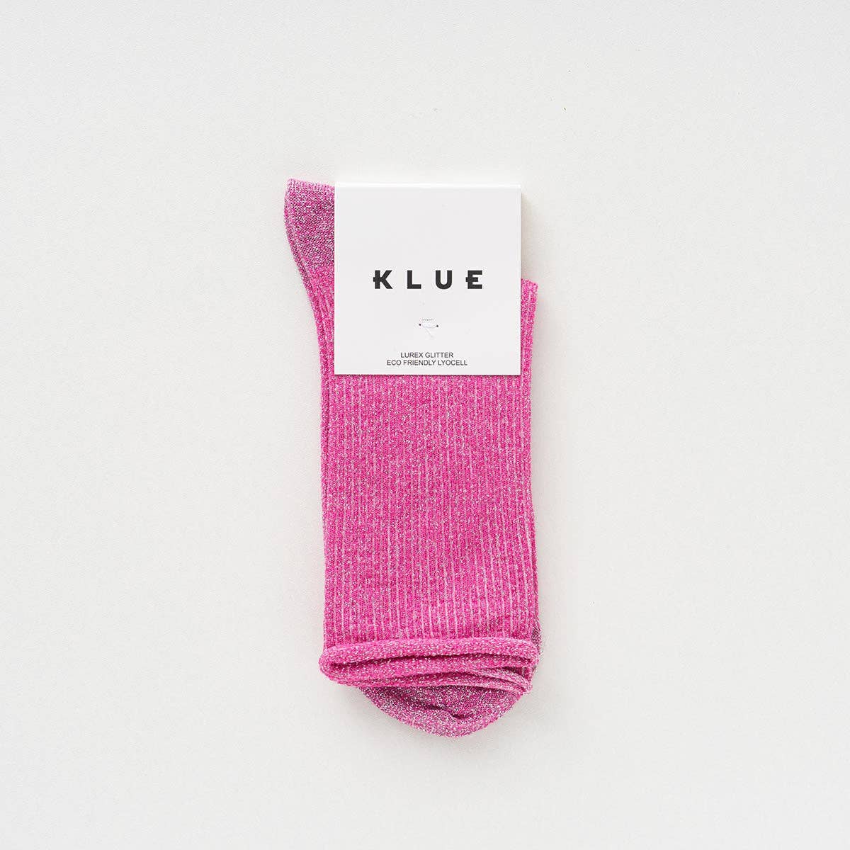Glittriga lurexstrumpor i lyocell – Fuchsia