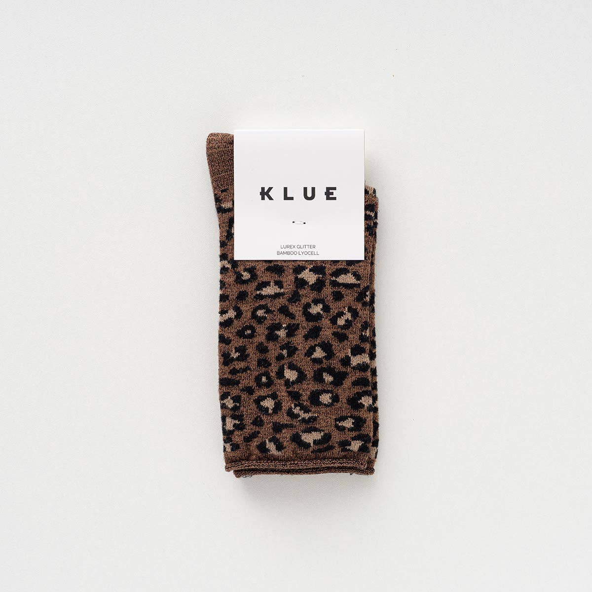 Glittriga lurexstrumpor i lyocell – Brun leopard